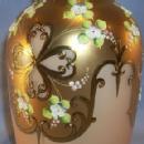 Gold Finished Heavily Decorated Cased Glass Decanter with Long Gold Ground Stopper