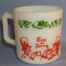 7 Piece TOM & JERRY Milk Glass AULD LANG SYNE Punch Bowl Set