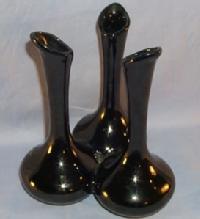 VAN BRIGGLE Pottery Black 3 Fluted Bud Vase