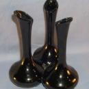 VAN BRIGGLE Pottery Black 3 Fluted Bud Vase