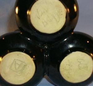 VAN BRIGGLE Pottery Black 3 Fluted Bud Vase