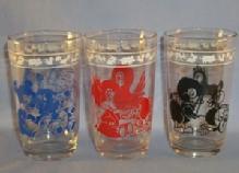 Three SWANKY SWIGS Kiddie Glasses