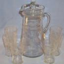 Eight Piece Cut Crystal Glass Pitcher and Glass Set