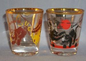 Four Whiskey Glass Rumpus Set in Box - Ethnographic