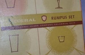 Four Whiskey Glass Rumpus Set in Box - Ethnographic