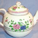 English Porcelain Flower Decorated TeaSet With Tea Pot And Four Luncheon Plates And Four Cups.