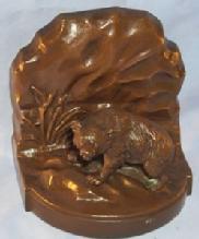 Copper BEAR Figurine Bookend, Metalware