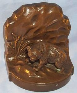 Copper BEAR Figurine Bookend, Metalware