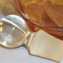 Very Nice CAMBRIDGE Amber Glass Cordial Decanter with Ground Crystal Stopper and 4 Glasses