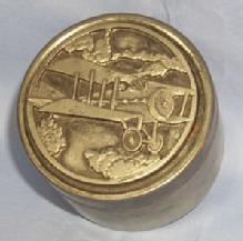 World War I Airplane Decorated Pewter Lid Covered Tin Container Metalware