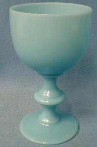 Portieux Vallerysthal France Opaque Blue Glass Footed Tumbler