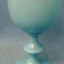 custard Opaque glass Blue Tumbler - Blown Art Glass Footed Tumbler Goblet