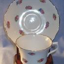 Porcelain, Vale China, Cup & Saucer, With Mini Roses Pattern.