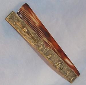 Colorful Personal Comb in Comb Holder with Decorative Country Scene - Misc.