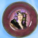 Vienna Portrait Plate - Victorian Maiden with Flowing Hair Decorated with Lilacs