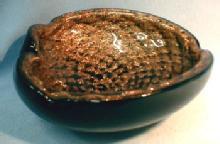 Gold Fleck Italian Biomorphic Bowl - Cased Art Glass