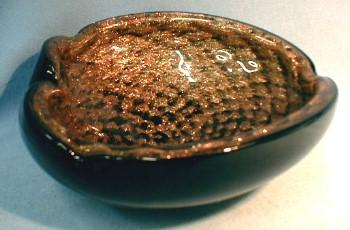 Gold Fleck Italian Biomorphic Bowl - Cased Art Glass