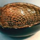 Gold Fleck Italian Biomorphic Bowl - Cased Art Glass