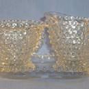 Duncan Glass Crystal HOBNAIL Pattern - Creamer & Sugar with Tray