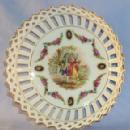 Porcelain German Bowl With Roses and a Victorian Couple Decorated Lacework