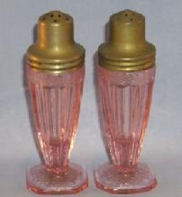 Pink Adam Pattern Depression Glass Salt And Pepper Shakers