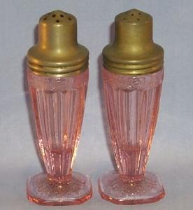 Pink Adam Pattern Depression Glass Salt And Pepper Shakers