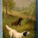 Hunting Dog Painting on Porcelain Plaque