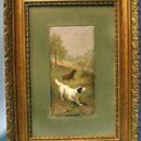 Hunting Dog Painting on Porcelain Plaque