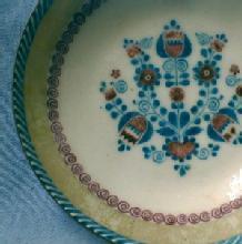old vintage English Battersea Enamel Bowl - English Metalware
