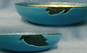 old vintage English Battersea Enamel Bowl - English Metalware