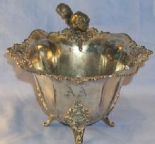 Engraved A,A Nut Bowl Sliver Plated .4 Legged with Squirrel Figurine