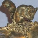 Engraved A,A Nut Bowl Sliver Plated .4 Legged with Squirrel Figurine