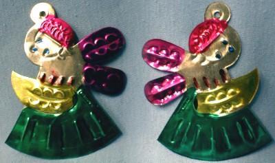 Tin ANGEL Christmas Ornament - 1940 - 1950s Vintage Tin Folk Art Metalware