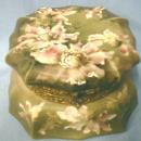 Wavecrest Nakara ~ Large Hexagon Covered Box - Antique Victorian Art Glass of CF Monroe