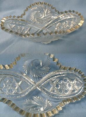 glass BUZZ STAR American Pattern Glass Oval Relish Dish - EAPG Buzz-Star