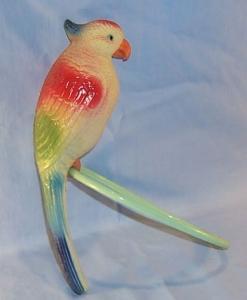 Occupied Japan Celluloid Parrot on Ring Perch - Toys