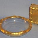 Italian Gold Trim Matchbox Holder, Ashtray, andWooden Matchbox