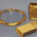 Italian Gold Trim Matchbox Holder, Ashtray, andWooden Matchbox