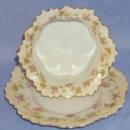 Porcelain Austrian Pink Rose Design Custard Bowl & Plate Set, 2 Settings