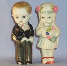 Hand Painted Bisque Porcelain Bride and Groom Figurines