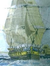 Nautical Sailing Ship and Lighthouse Print OUTWARD