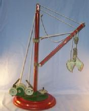 Working Toy Mechanical Steel Crane On Red Base