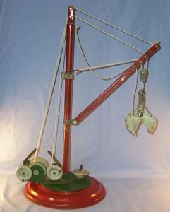Working Toy Mechanical Steel Crane On Red Base