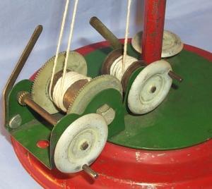 Working Toy Mechanical Steel Crane On Red Base