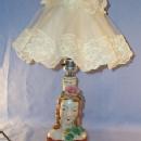 Porcelain Occupied Japan Boudoir Electrical Lamp, Woman's Face With Flowers