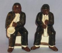 Ethnographic, Black Musicians Playing Sax And Clarinet Bisque Salt & Pepper Shakers