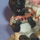 Ceramic, Black Boy Eating Watermelon On Seashell Niagara Falls Souvenir - Ethnographic