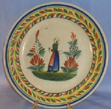 Quimper Pottery Hand Painted - Peasant Woman Plate