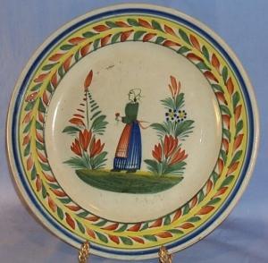 Quimper Pottery Hand Painted - Peasant Woman Plate