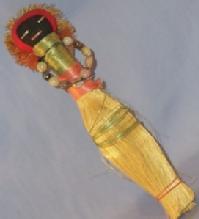Whisk Broom Black Figurine With Red Scarf